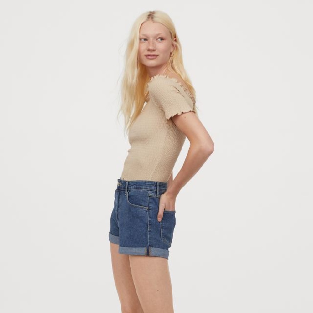 Cuffed Denim Shorts
